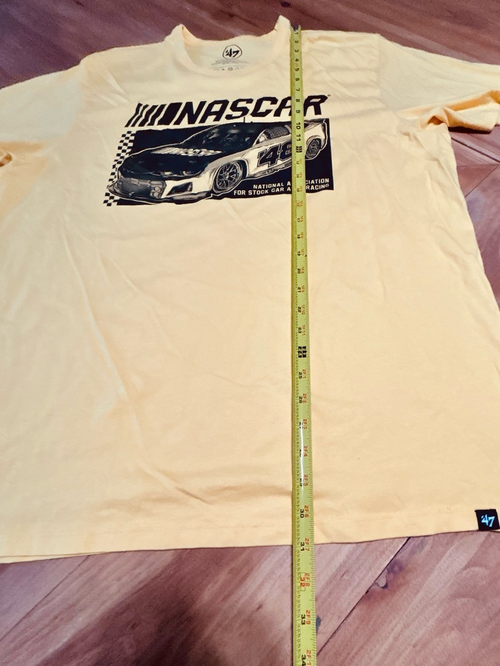 47 NASCAR Graphic Tee in Light Yellow with black Print - Picture 3 of 6